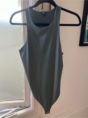 Express Olive Green Sleeveless Bodysuit